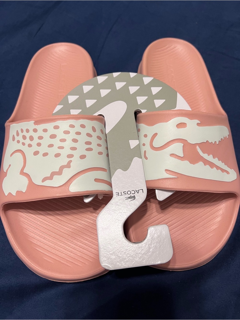 Lacoste croco 2.0 logo slides in pink